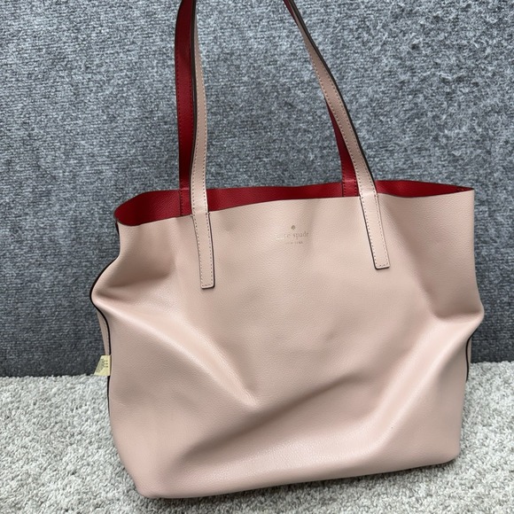 Kate Spade Lakeland Marina Reversible Pink/Red Leather Tote bag purse - Picture 15 of 15